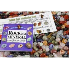Tumbled Polished Natural Gem Stones + Educational ID Sheet & 24 page Rock & Mineral Book. Stone Average Size ¾ inch. Choose 1, 2, 5, 11 or 22 Pounds. Dancing Bear Brand   
